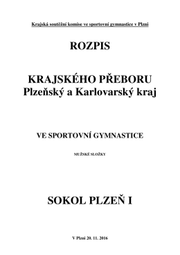 ROZPIS KRAJSKÉHO PŘEBORU Plzeňský a Karlovarský kraj