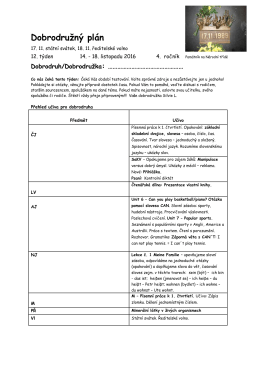 Dobrodružn&yacute; pl&aacute;n 4. ročn&iacute;k od 14. 11. do 18. 11. 2016.