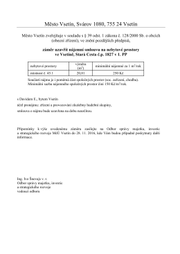 Zveřejnění záměru uzavřít nájemní smlouvu na