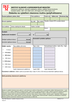 Žádanka na vyšetření clearance inulinu (polyfruktozanu)
