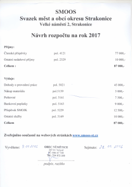 N&aacute;vrh rozpočtu SMOOS