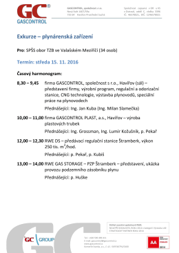 Exkurze &ndash; plyn&aacute;rensk&aacute; zař&iacute;zen&iacute;