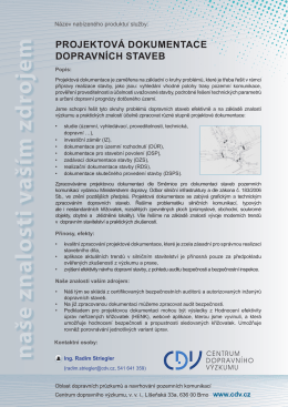 Projektová dokumentace dopravních staveb