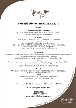 Svatoštěpánské menu 25.12.2016