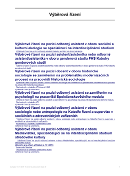 Výběrová řízení - Fakulta humanitních studií UK