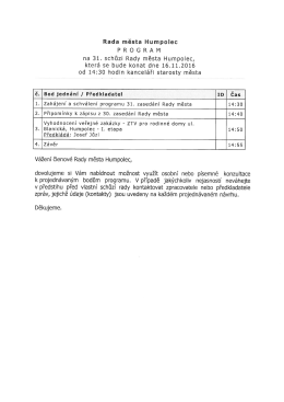 Program 31. schůze rady města, 16.11.2016