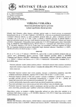Stanovení přechodné úpravy provozu vydané opatřením obecné