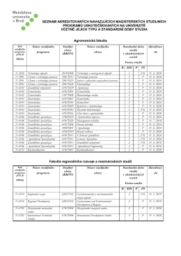 seznam akreditovaných navazujících magisterských studijních