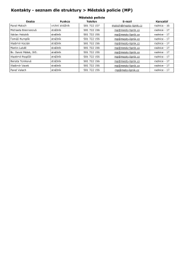 Kontakty - seznam dle struktury | Město Lipník nad Bečvou