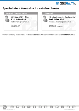 Specialisté a řemeslníci z vašeho okresu