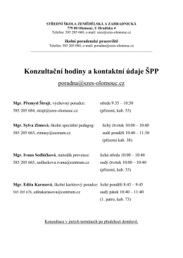 pracovníků ŠPP - Střední škola zemědělská