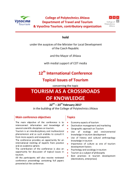 TOURISM AS A CROSSROADS OF KNOWLEDGE