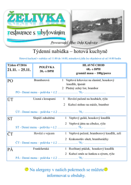 Týdenní nabídka – hotová kuchyně