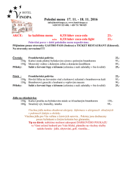 Týdenní menu - Hotel Vinopa