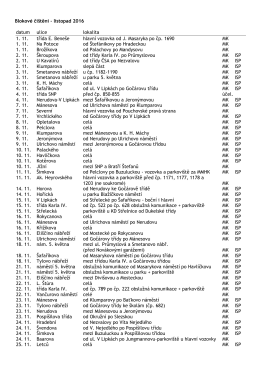 Blokové čištění – listopad 2016 datum ulice lokalita 1. 11. třída E