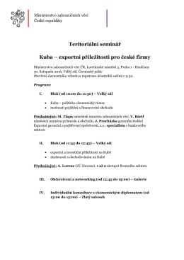 Teritoriální seminář Kuba - Ministerstvo zahraničních věcí ČR