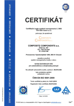 certifikát - Composite Components