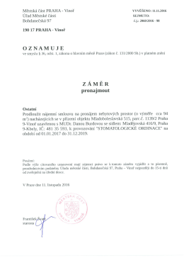 Záměr prodloužit nájemní smlouvu uzavřenou s MUDr - Praha