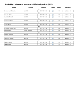 Kontakty - abecední seznam | Město Lipník nad Bečvou