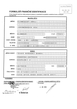 Page 1 FORMULÁŘ FINANČNÍ IDENTIFIKACE (Tento formulář