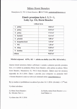 (123) Záměr pronájmu bytu č.3, Luhy 116
