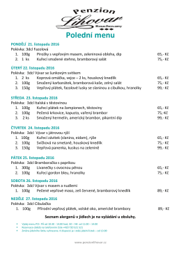 Polední menu - Penzion Lihovar