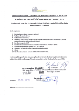Pozvánka na shromáždění Mikroregionu Chebsko