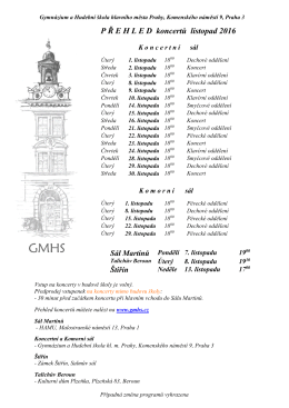 P Ř EHLED koncertů listopad 2016