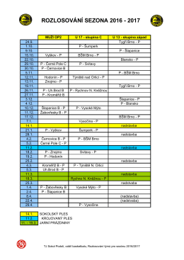 rozlosování sezona 2016 - 2017