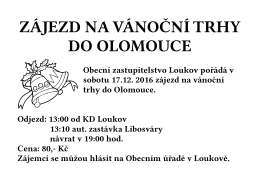 ZÁJEZD NA VÁNOČNÍ TRHY DO OLOMOUCE