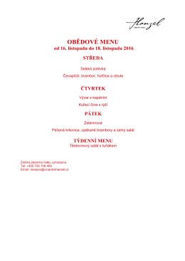 OBĚDOV&Eacute; MENU