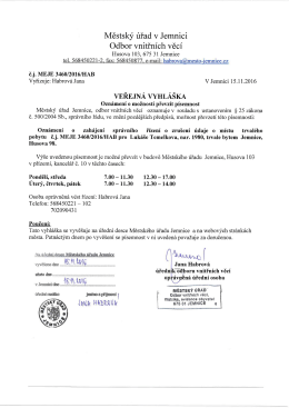 Veřejná vyhláška (Oznámení o zahájení správního řízení)