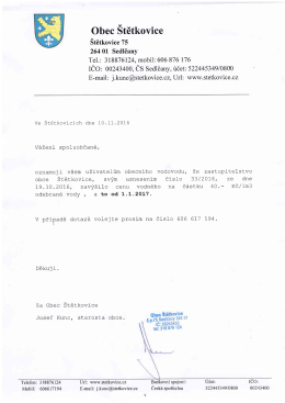 Oznámení o navýšení ceny vodného od 1.1.2017