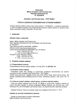 Veřejn&aacute; zak&aacute;zka - ČOV S&aacute;dka