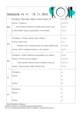 Jídelníček 14. 11. – 18. 11. 2016
