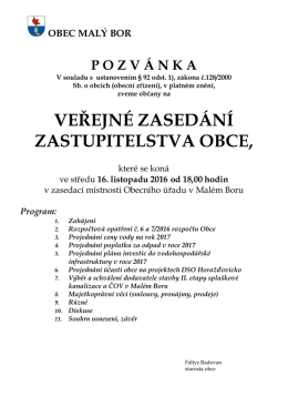 veřejné zasedání zastupitelstva obce