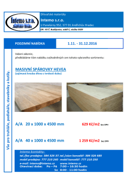 MASIVN&Iacute; SP&Aacute;ROVKY HEVEA A/A 20 x 1000 x 4500 mm