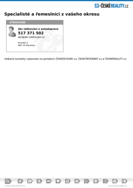 Specialist&eacute; a řemesln&iacute;ci z va&scaron;eho okresu