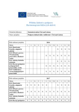 Příloha žádosti o podporu Harmonogram klíčových aktivit