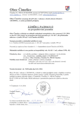Page 1 Page 2 Záměr č. PA/2016/11/2 Na propachtování pozemku p