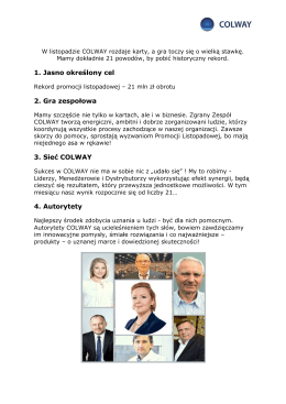 Prezentacja Promocji listopadowej COLWAY 2016