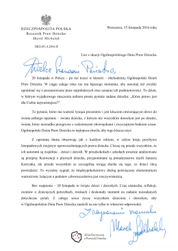 List w pliku  - Rzecznik Praw Dziecka