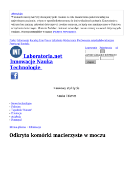 Odkryto komórki macierzyste w moczu - Informacje