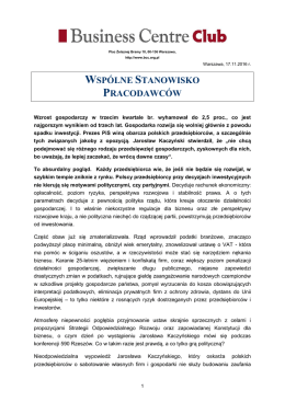 wspólne stanowisko pracodawców