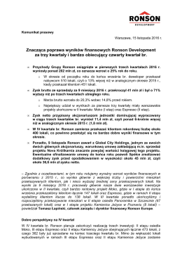 wyniki finansowe za 1-3Q 2016