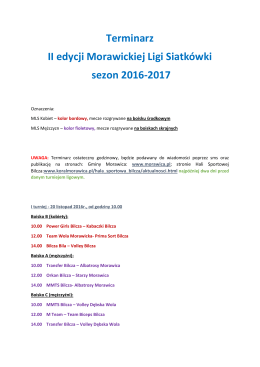 Terminarz MORAWICKIEJ LIGI SIATKÓWKI