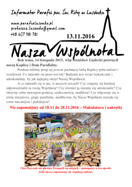 Nie zapomnijmy od 18.11 do 28.11.2016