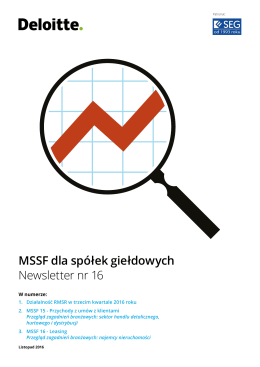 MSSF dla spółek giełdowych Newsletter nr 16