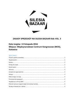 ZASADY SPRZEDAŻY NA SILESIA BAZAAR Kids VOL. 3 Data targów