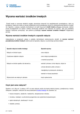 Wycena wartości środków trwałych